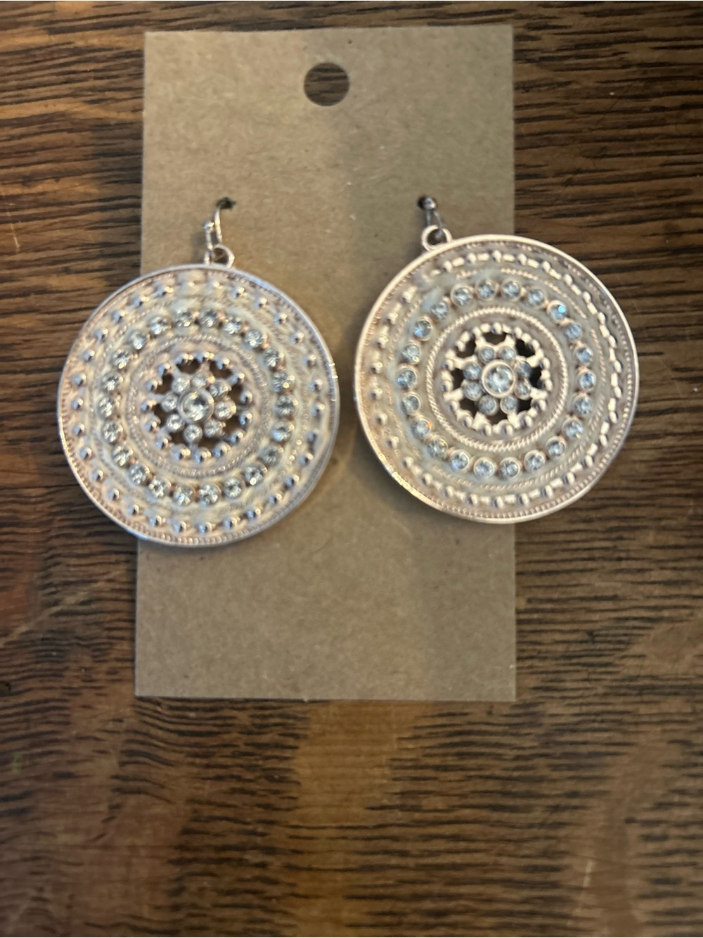 Silver-Tone Crystal Medallion Drop Earrings - Women Jewelry